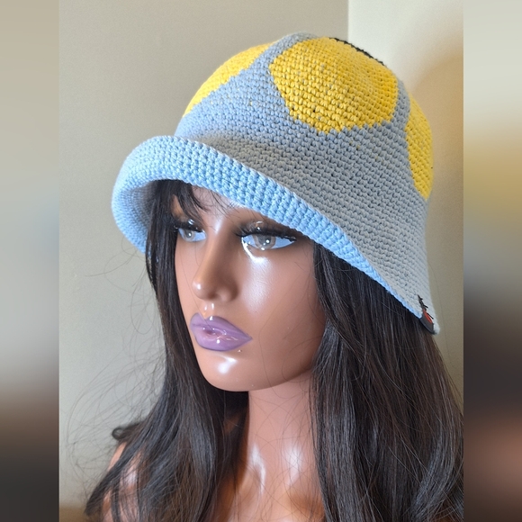 Organic cotton linen crocheted sunflower hat cap - Picture 8 of 8
